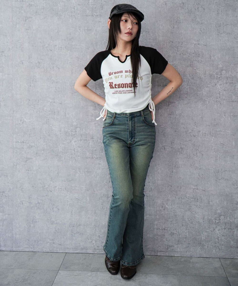 WEGO ストレッチフレアデニムパンツ 