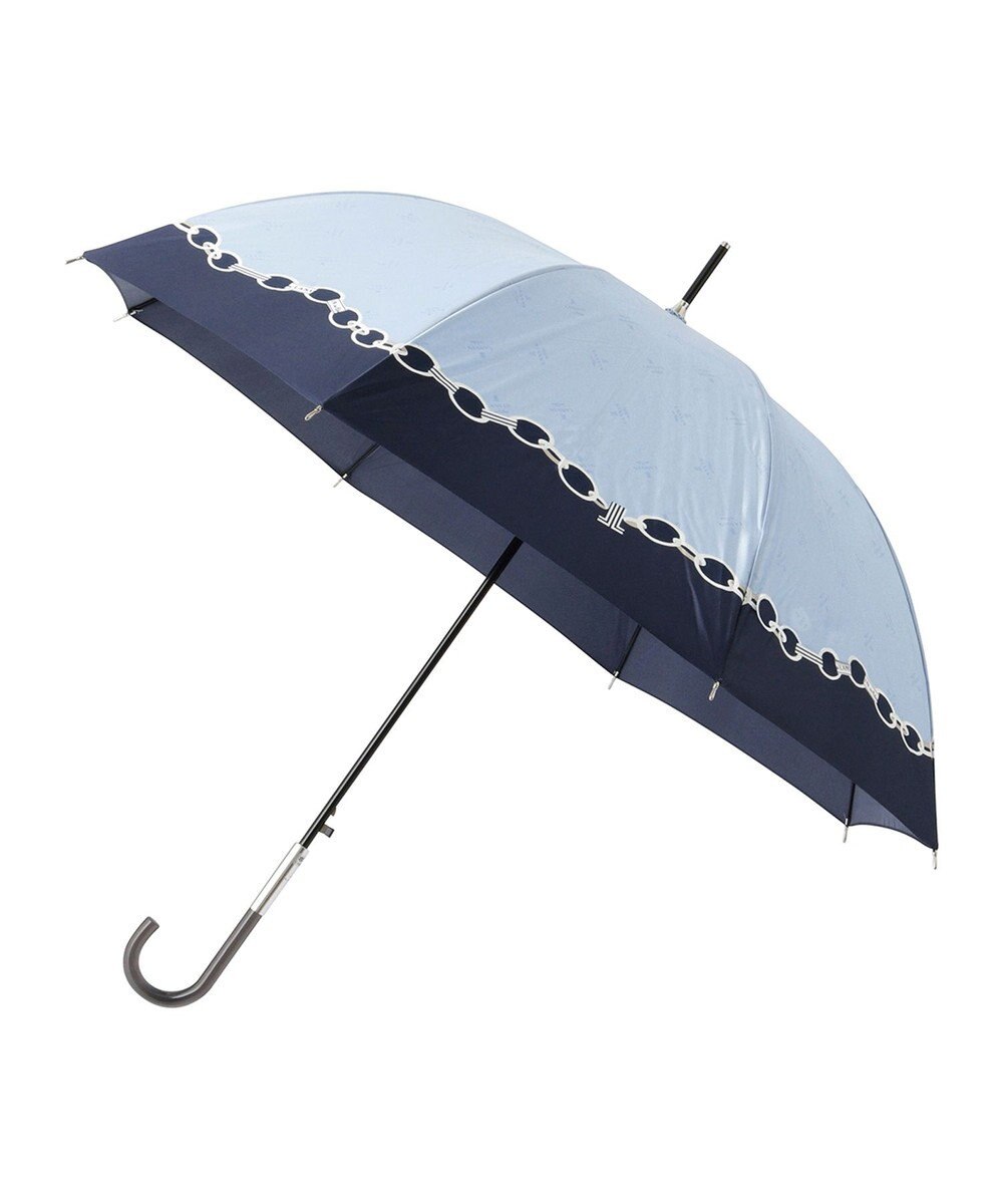 MOONBAT ランバン オン ブルー 長傘 チェーン柄サテンジャガードプリント 耐風 