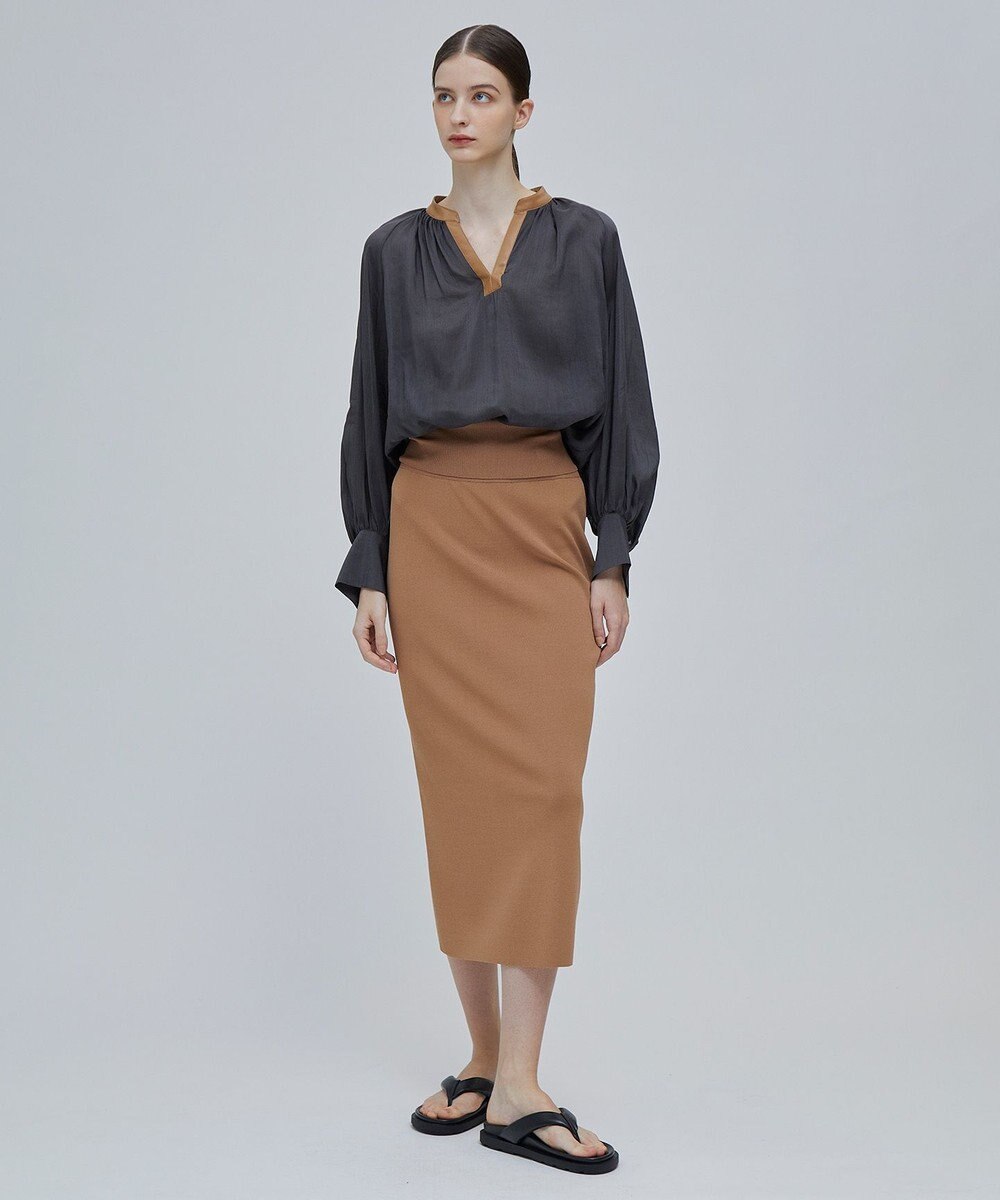 BEIGE， PAULINE / レザーコンビブラウス 