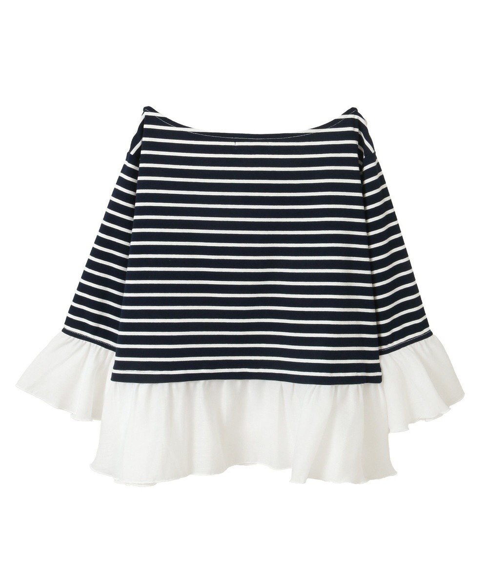 Green Parks 異素材ボーダーペプラムカットソー 