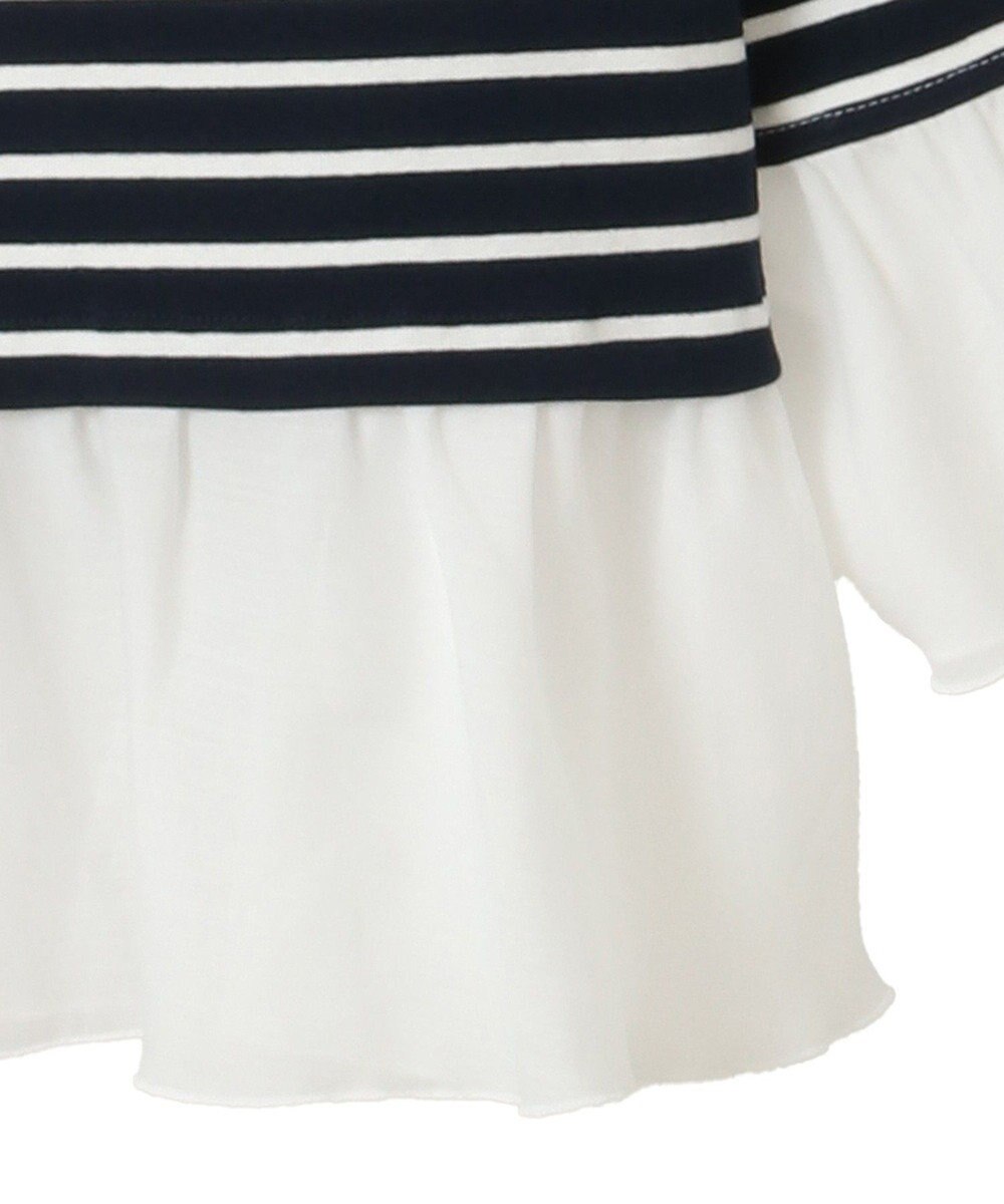 Green Parks 異素材ボーダーペプラムカットソー 