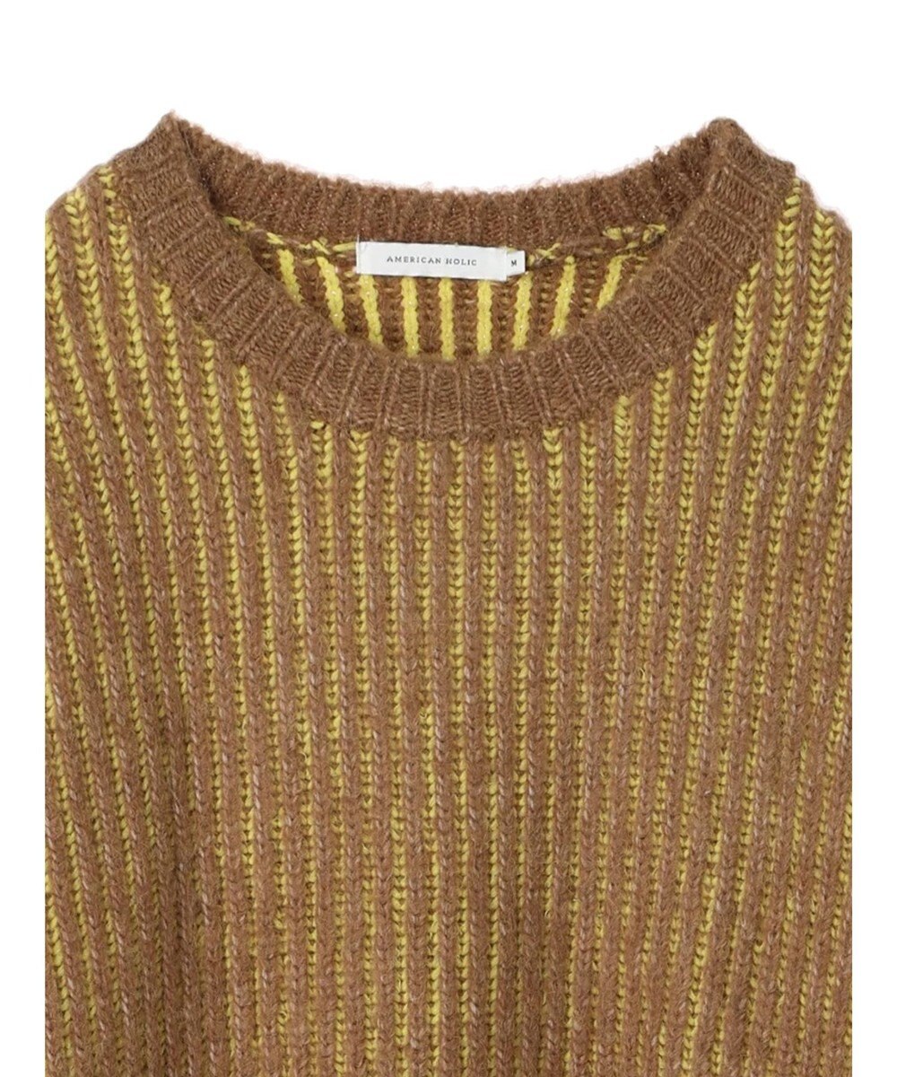 AMERICAN HOLIC バイカラー片畦ニットチュニック 