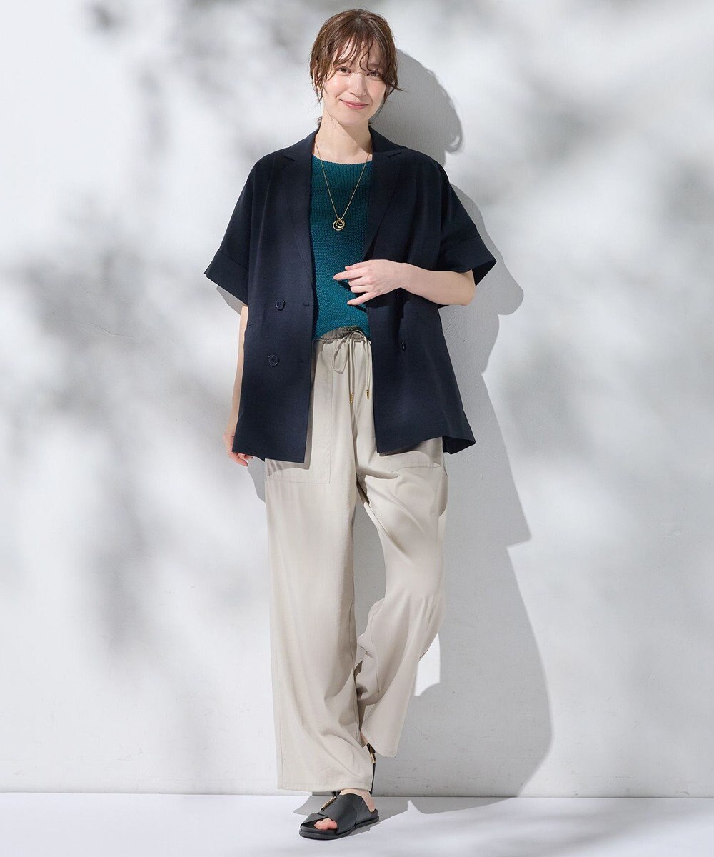 ANY 【洗濯機可/セットアップ可/UVケア/速乾/イージーケア】サラサラテックリネン半袖テーラードジャケット 