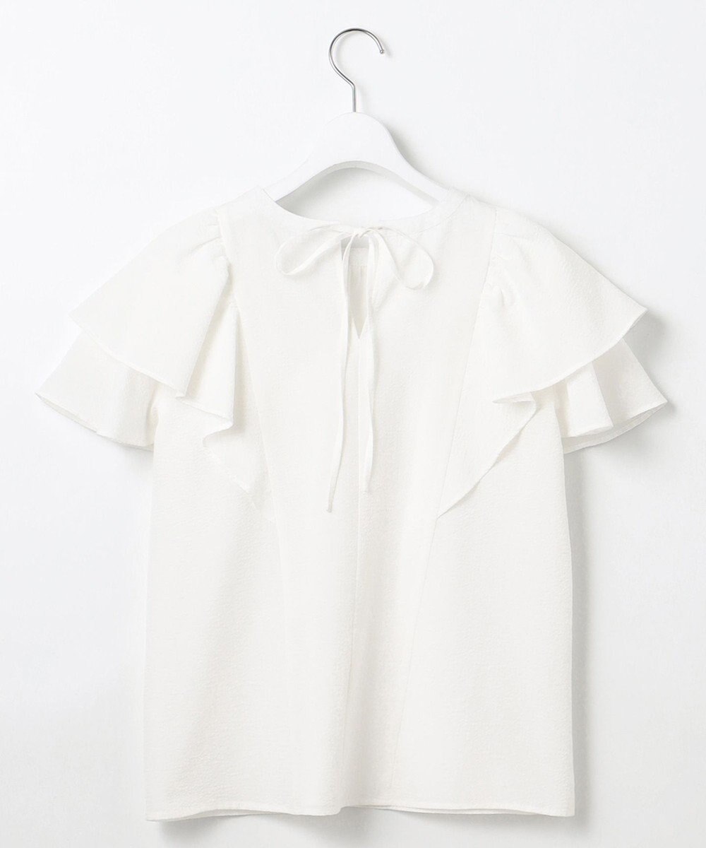 Feroux 【洗える】袖フリルブラウス 