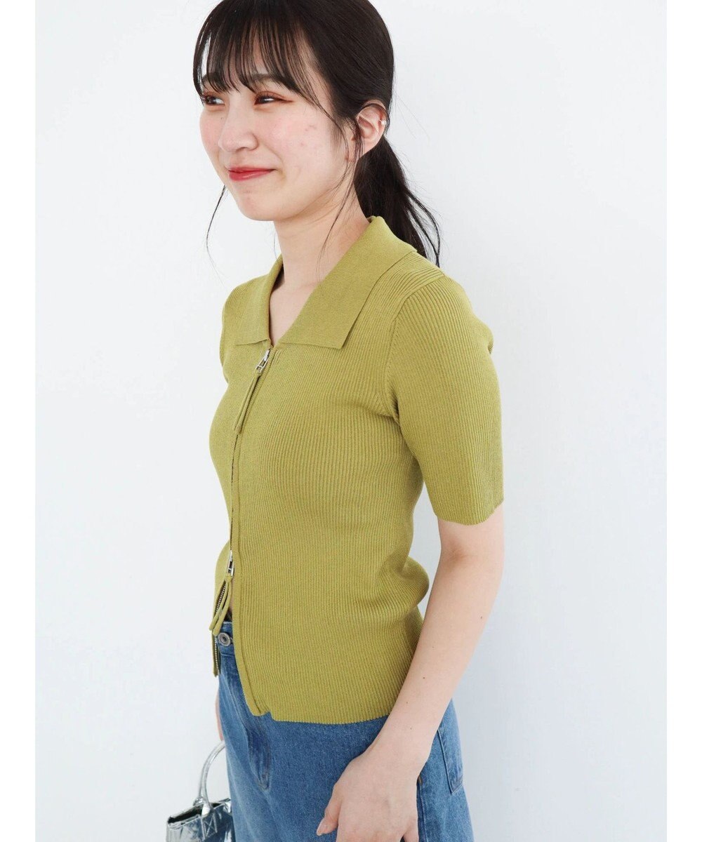 Green Parks ５分袖衿付きＺｉｐプルオーバー 