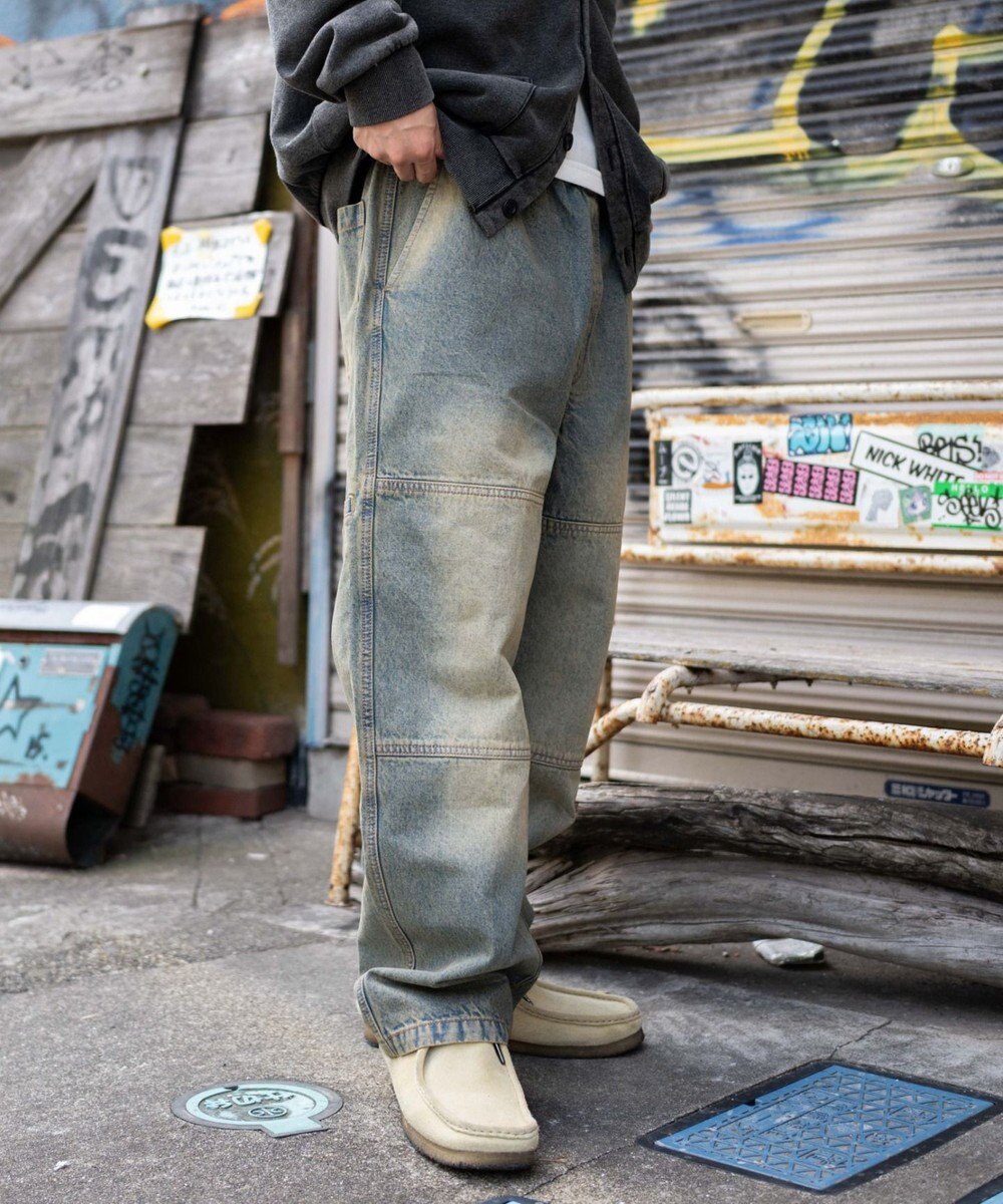 WEGO 【ウエストゴム/MLサイズ展開】ージーダブルニーパンツ 