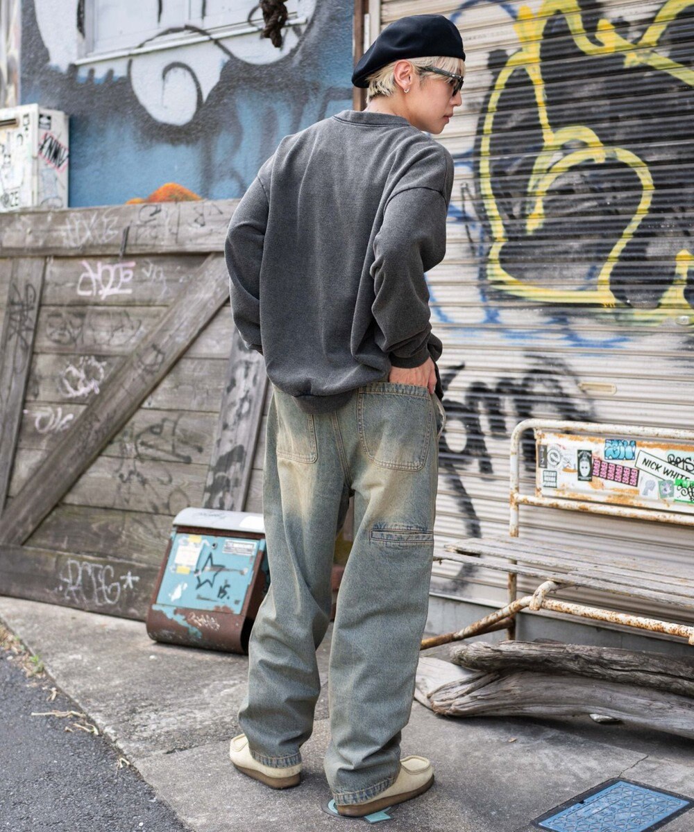 WEGO 【ウエストゴム/MLサイズ展開】ージーダブルニーパンツ 