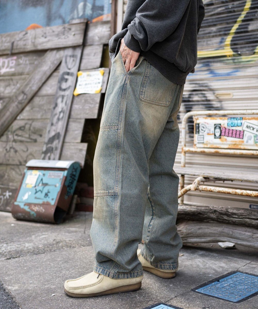 WEGO 【ウエストゴム/MLサイズ展開】ージーダブルニーパンツ 