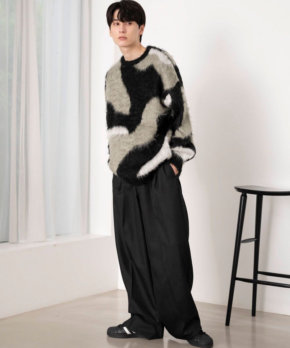 WEGO 【ユニセックス着用ITEM】マーブルシャギーニットプルオーバー 