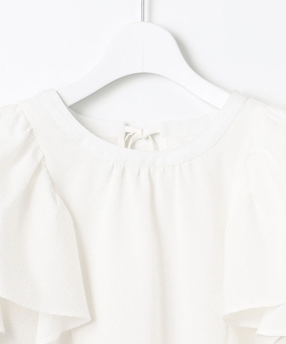 Feroux 【洗える】袖フリルブラウス 