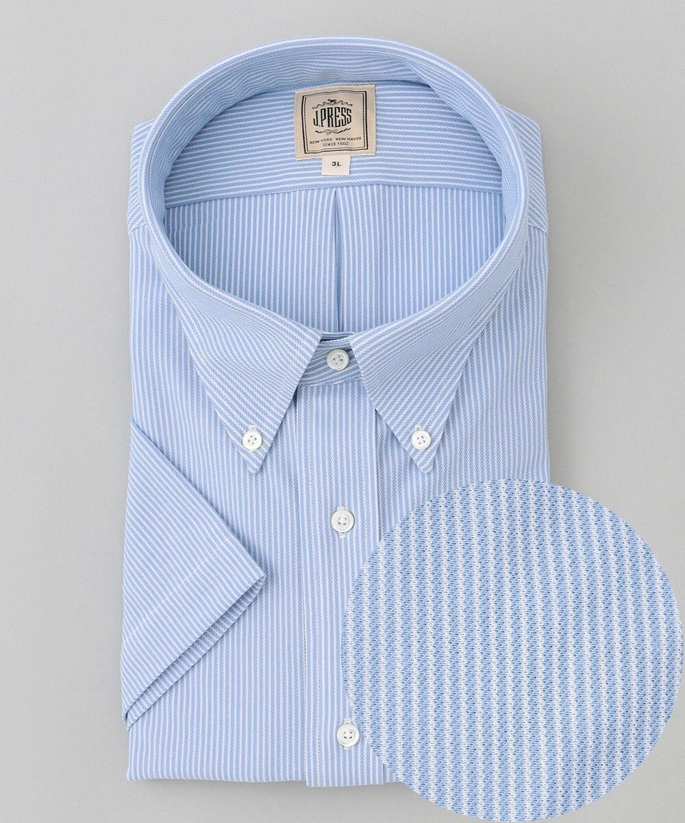 J.PRESS MEN 【KING SIZE】【J.PRESS OXFORD JERSEY】カノコインレイマイクロストライプ パッチポケットシャツ / B.D. 