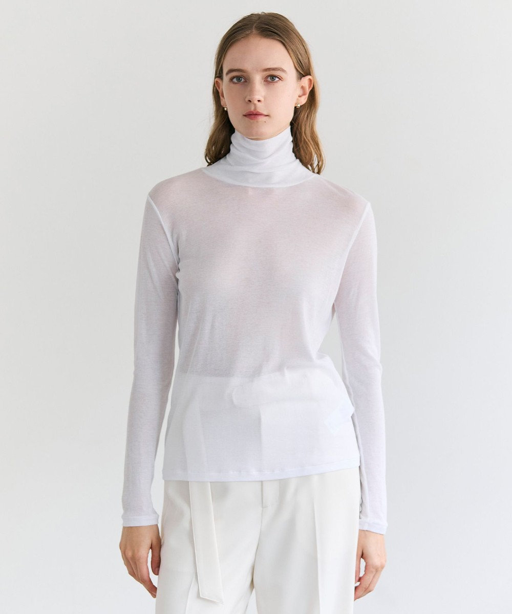 BEIGE， SORE / コットンシアーハイネックカットソー 