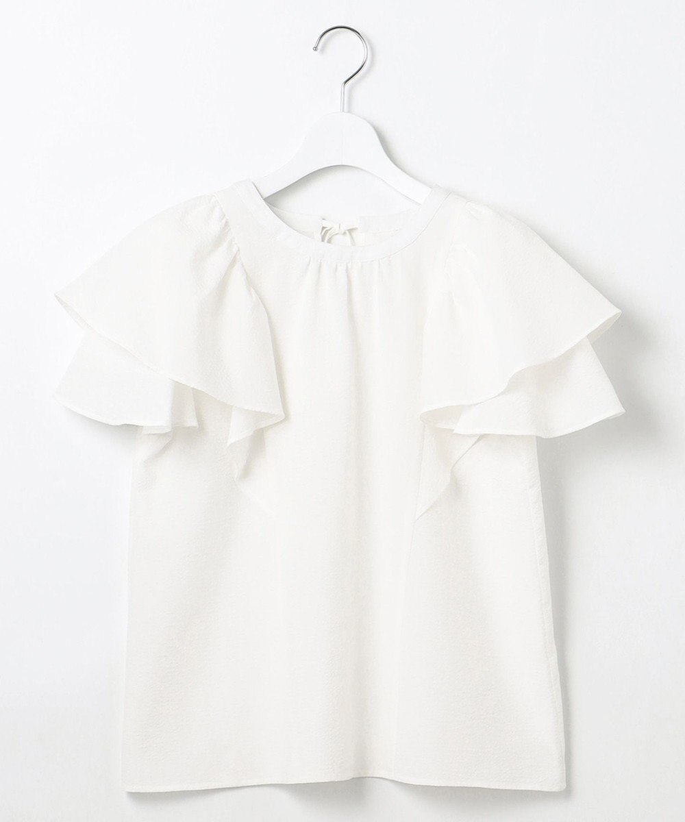 Feroux 【洗える】袖フリルブラウス 