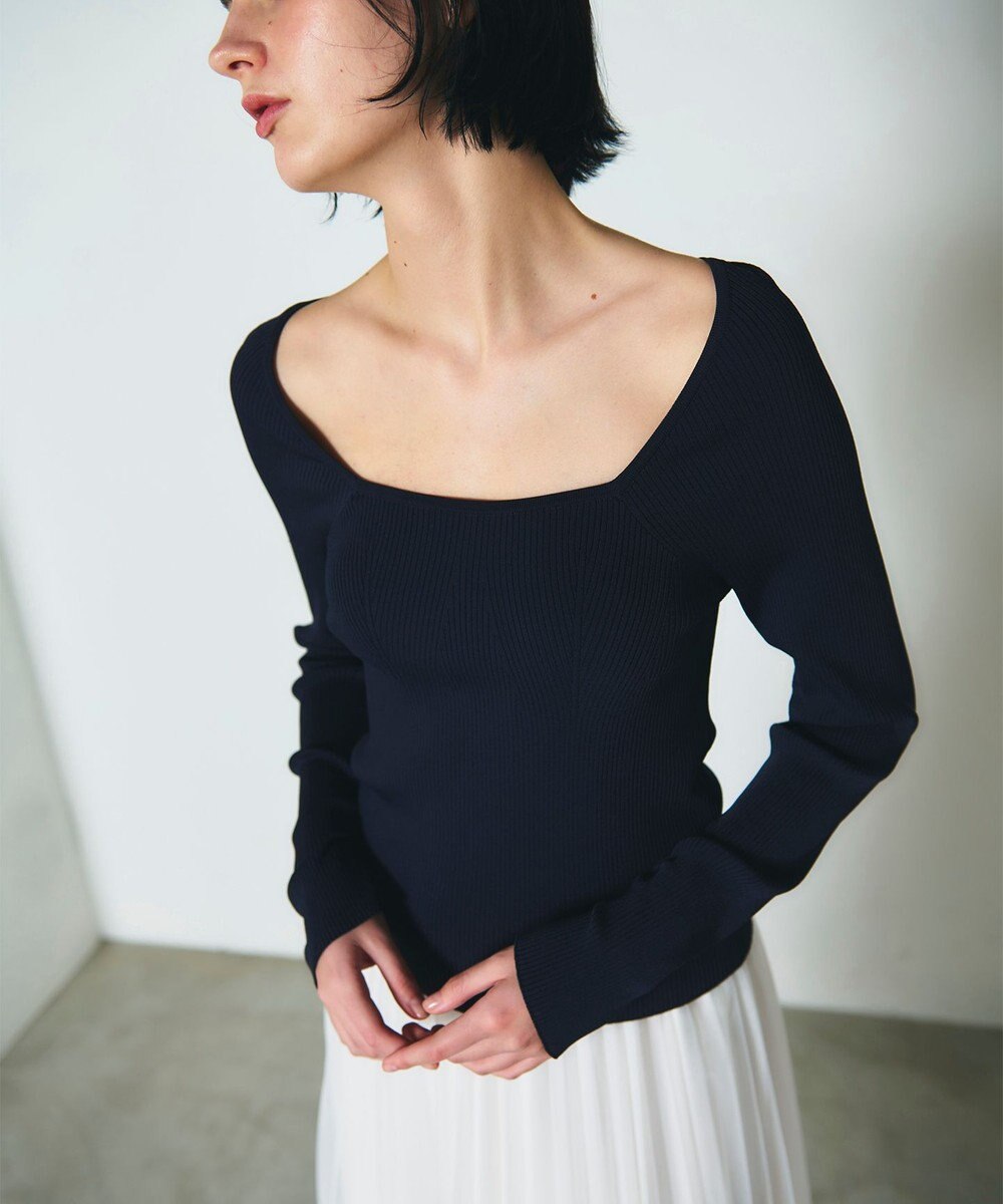 GRACE CONTINENTAL リブスクエアニットトップ 