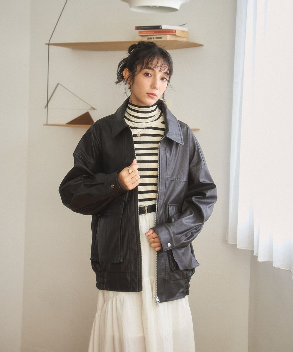 WEGO ヴィンテージライクFレザーブルゾン 