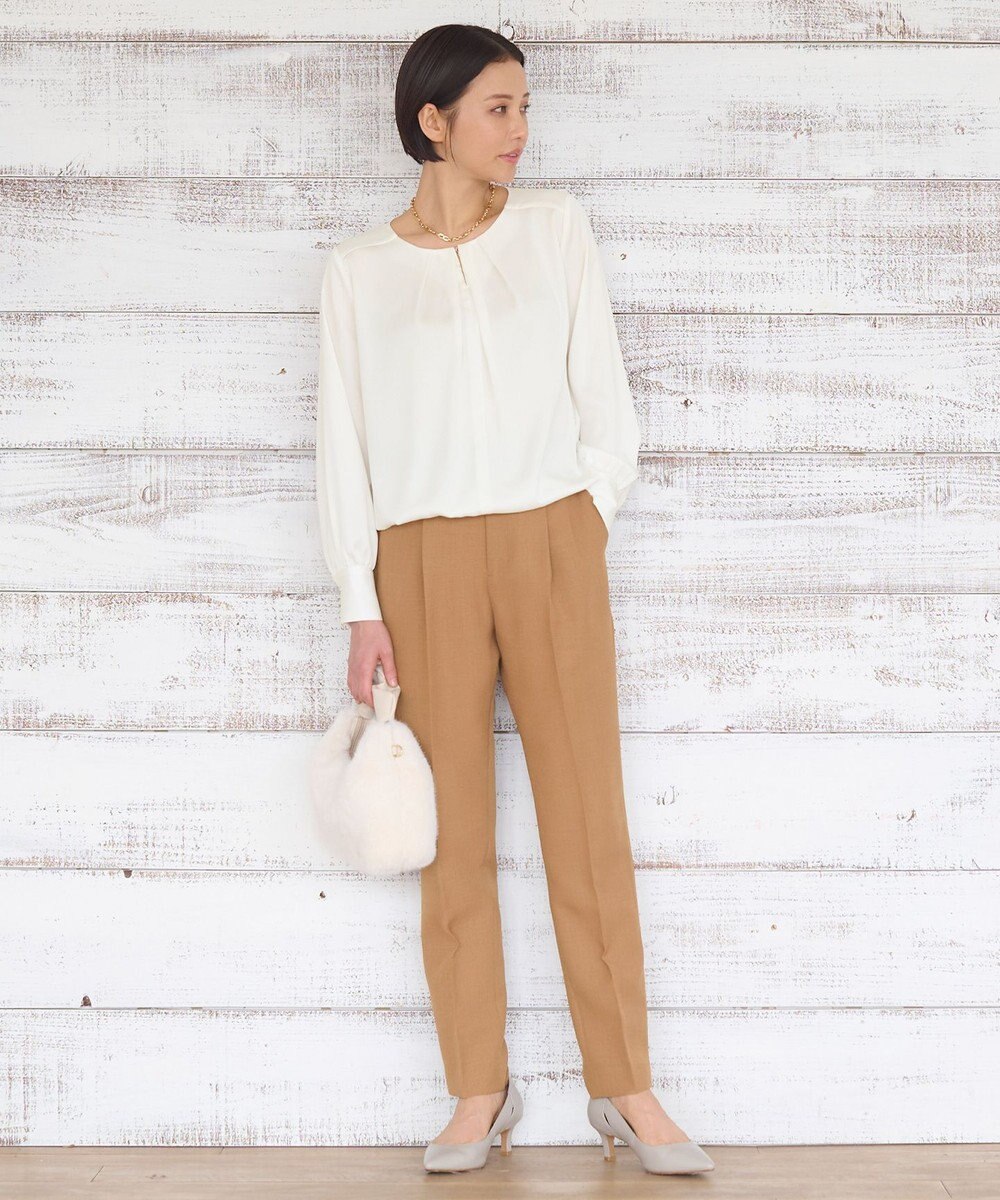 自由区 【洗える】TOROクルーネック ブラウス 