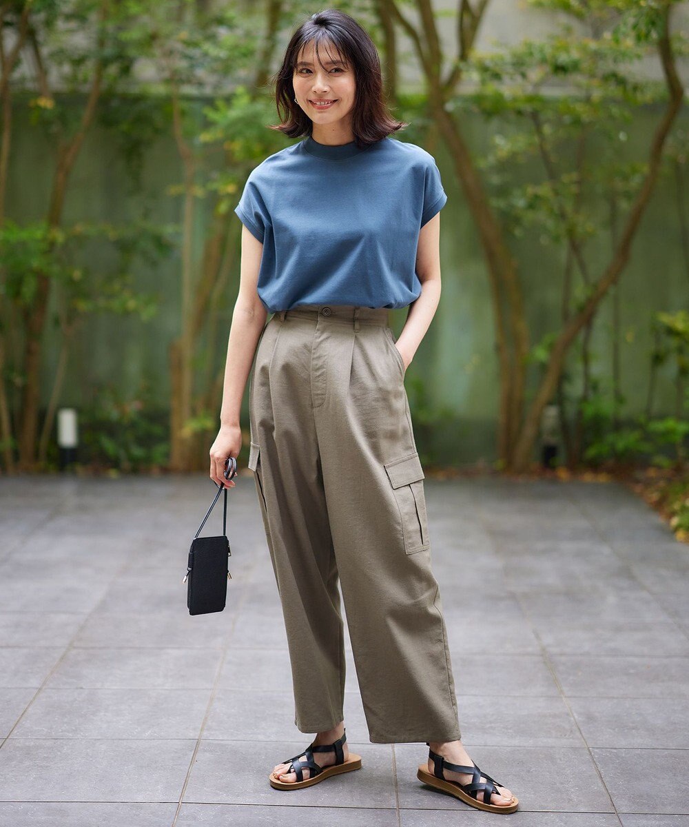 ANY L モックネックフレンチスリーブプルオーバー 