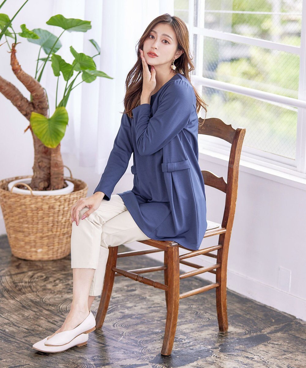 Tiaclasse L 【洗える】サイドリボンポンチチュニック 