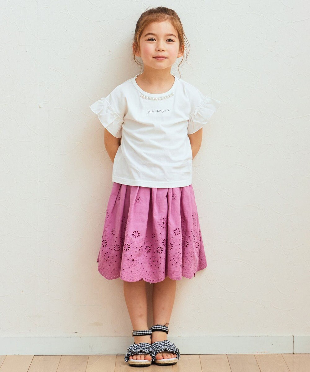 ANY KIDS パール襟 袖フリル Ｔシャツ 