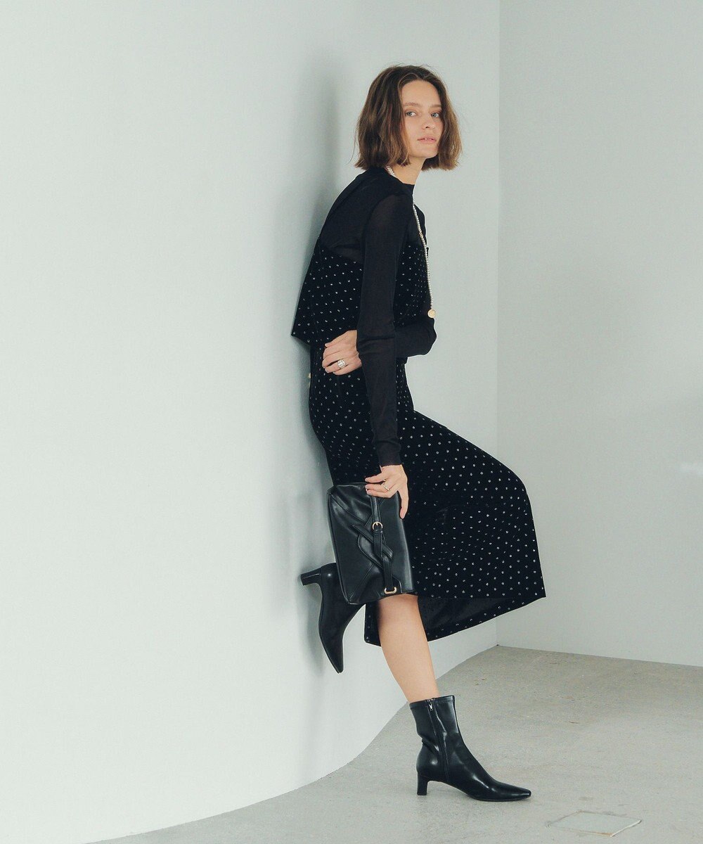 YECCA VECCA グリッタードットベロアナロースカート 