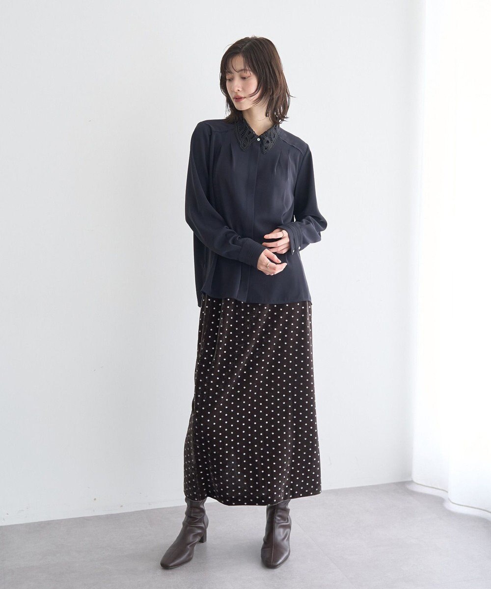 YECCA VECCA グリッタードットベロアナロースカート 