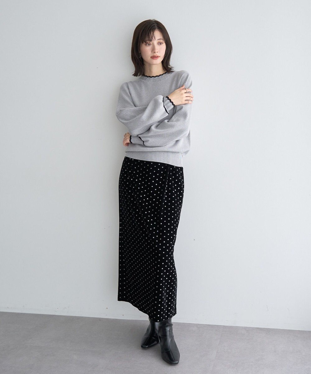 YECCA VECCA グリッタードットベロアナロースカート 