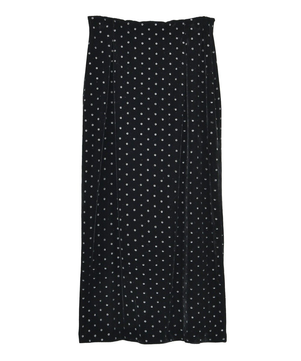 YECCA VECCA グリッタードットベロアナロースカート 