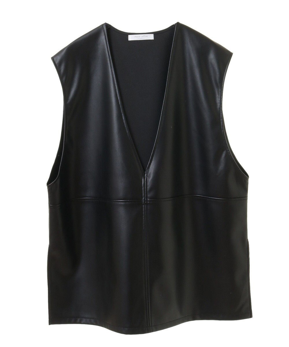 Green Parks フェイクレザーＶネックベスト 