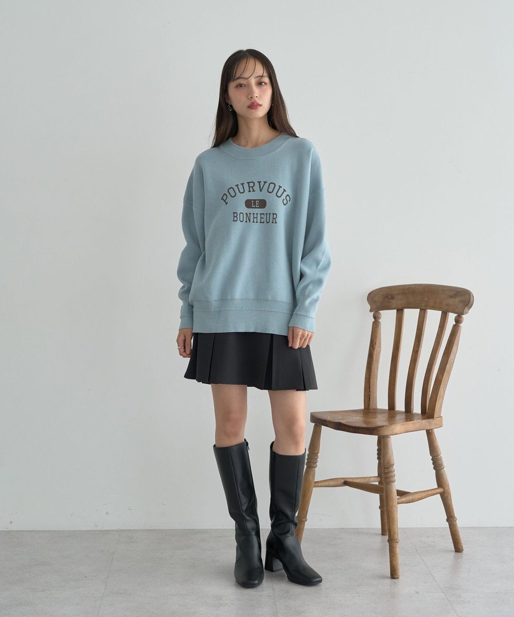 earth music&ecology 【洗濯機洗い可】スウェットライクロゴニットプルオーバー 