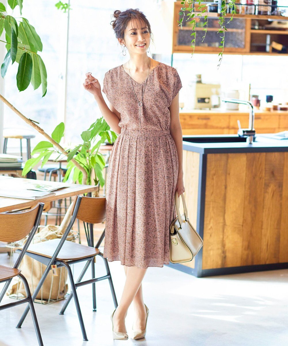 洗える 程良い透け感のシフォン花柄フレンチワンピース tiaclasse ファッション通販 公式通販 オンワード クローゼット