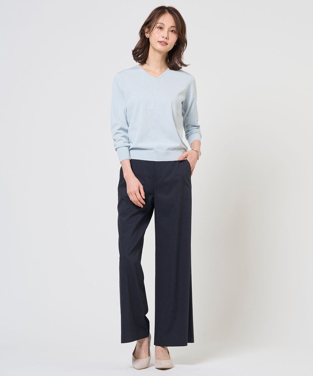 J.PRESS LADIES 【WEB限定】セルロースリネンストレッチ ワイドストレート パンツ 