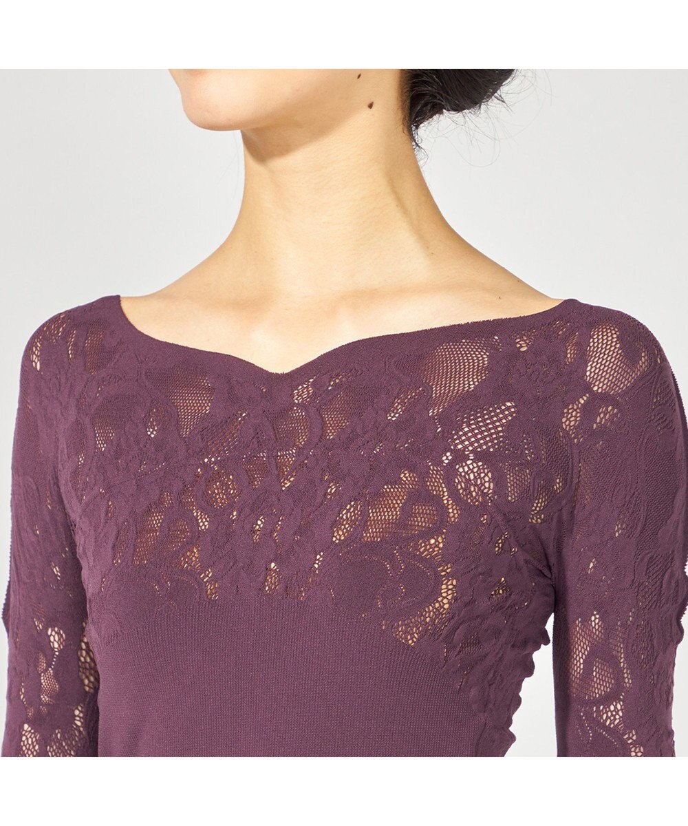 Chacott 【ノーソーイングニット】カップ付きバレリーナネックトップ 