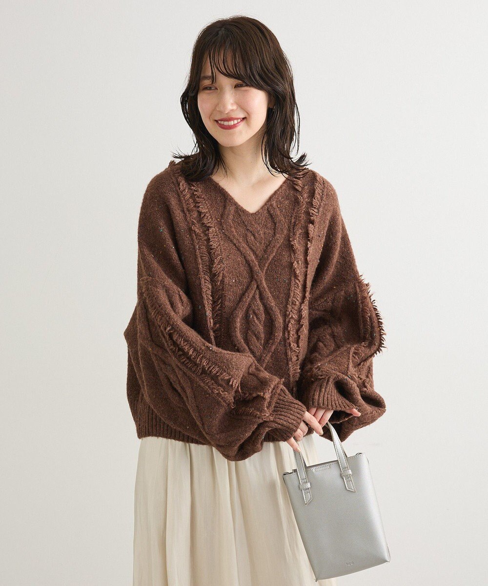 Green Parks ■ＥＳＣＡＲ　フリンジケーブルポップコーンニット 