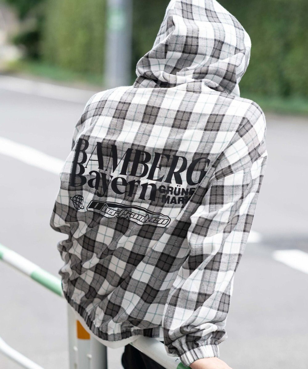 WEGO 【ユニセックス着用ITEM/MLサイズ展開】チェックグラフィックZIPパーカー（LS） 