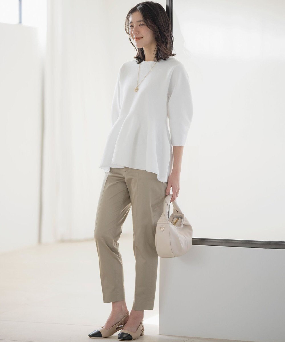 組曲 【WEB限定】サテンストレッチ クロップドパンツ 