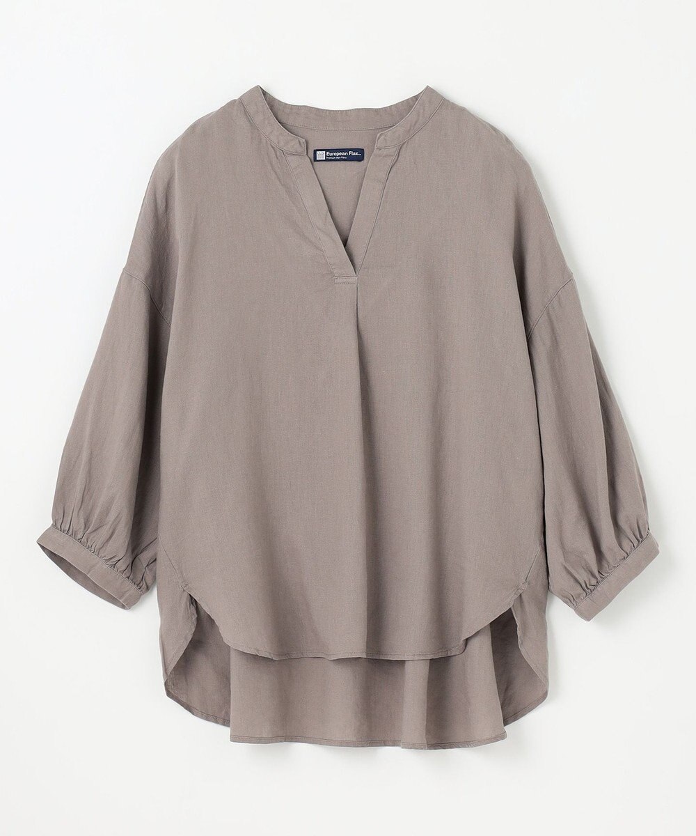 ANY L 【手洗い可能】ヨーロピアンリネンスキッパーネックブラウス 