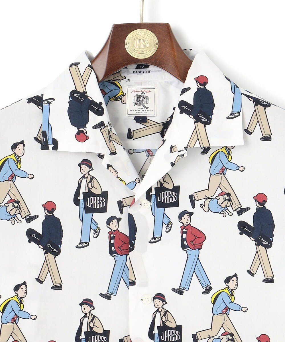 J.PRESS MEN 【AaronChang】【UNISEX】プリントタイプライター オープンカラーシャツ 