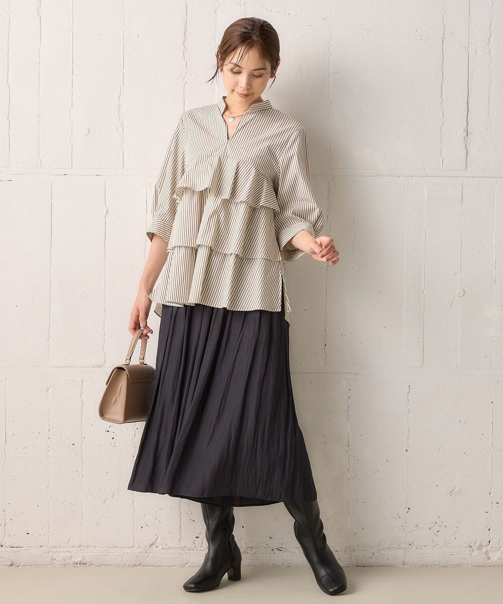 組曲 L 【秋色追加！大人気定番アイテム】ギャザーライトデシン パンツ 