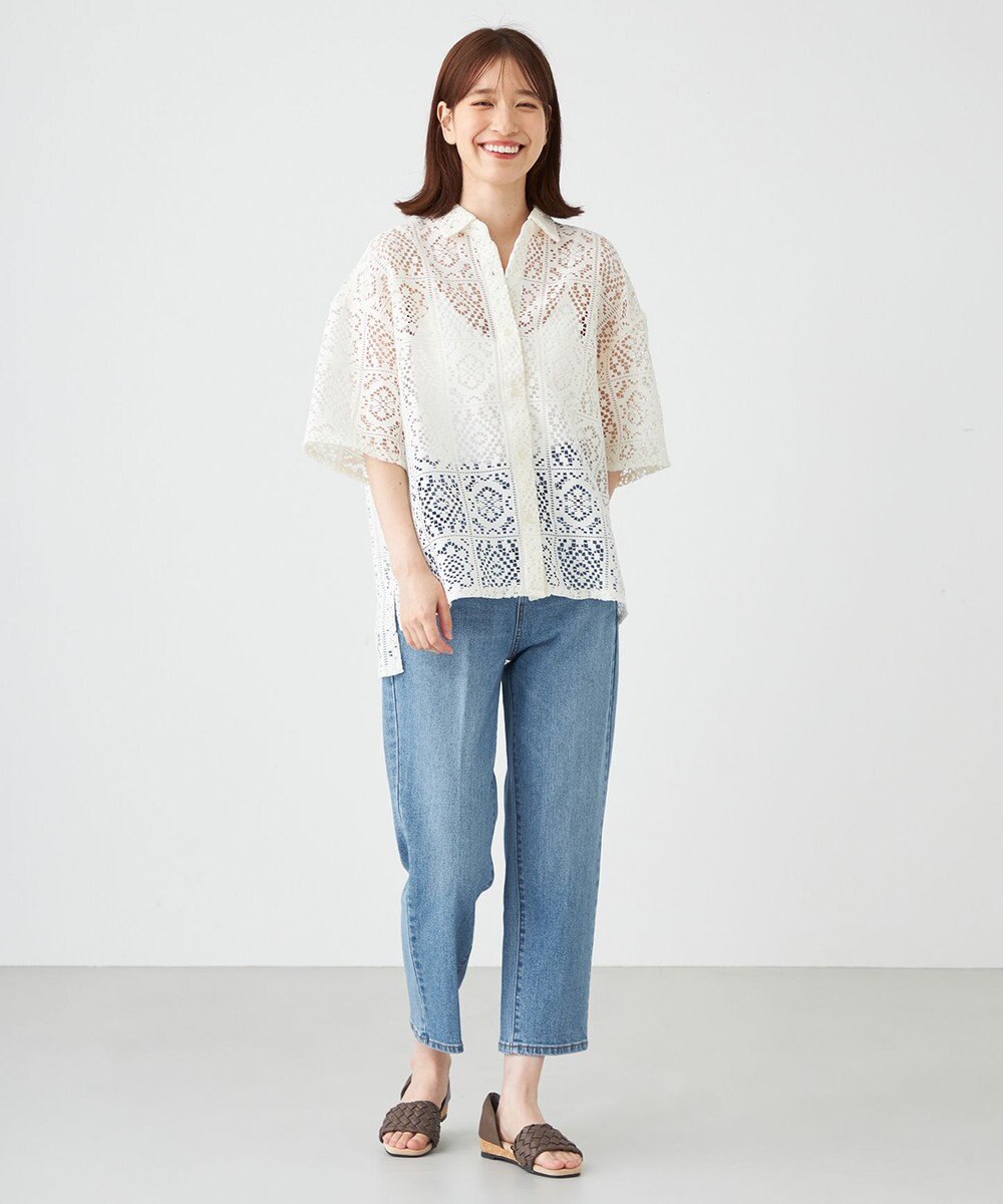 SHARE PARK LADIES オーバーサイズレースシャツ 