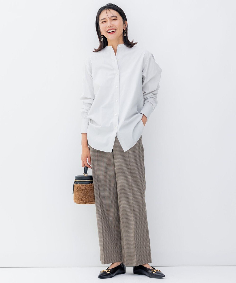 23区 L 【洗える】チェックストレッチ ワイドパンツ 