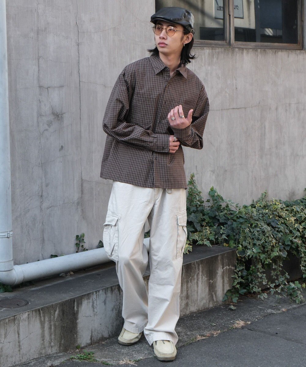 WEGO ミニマムチェックショートシャツ（LS） 