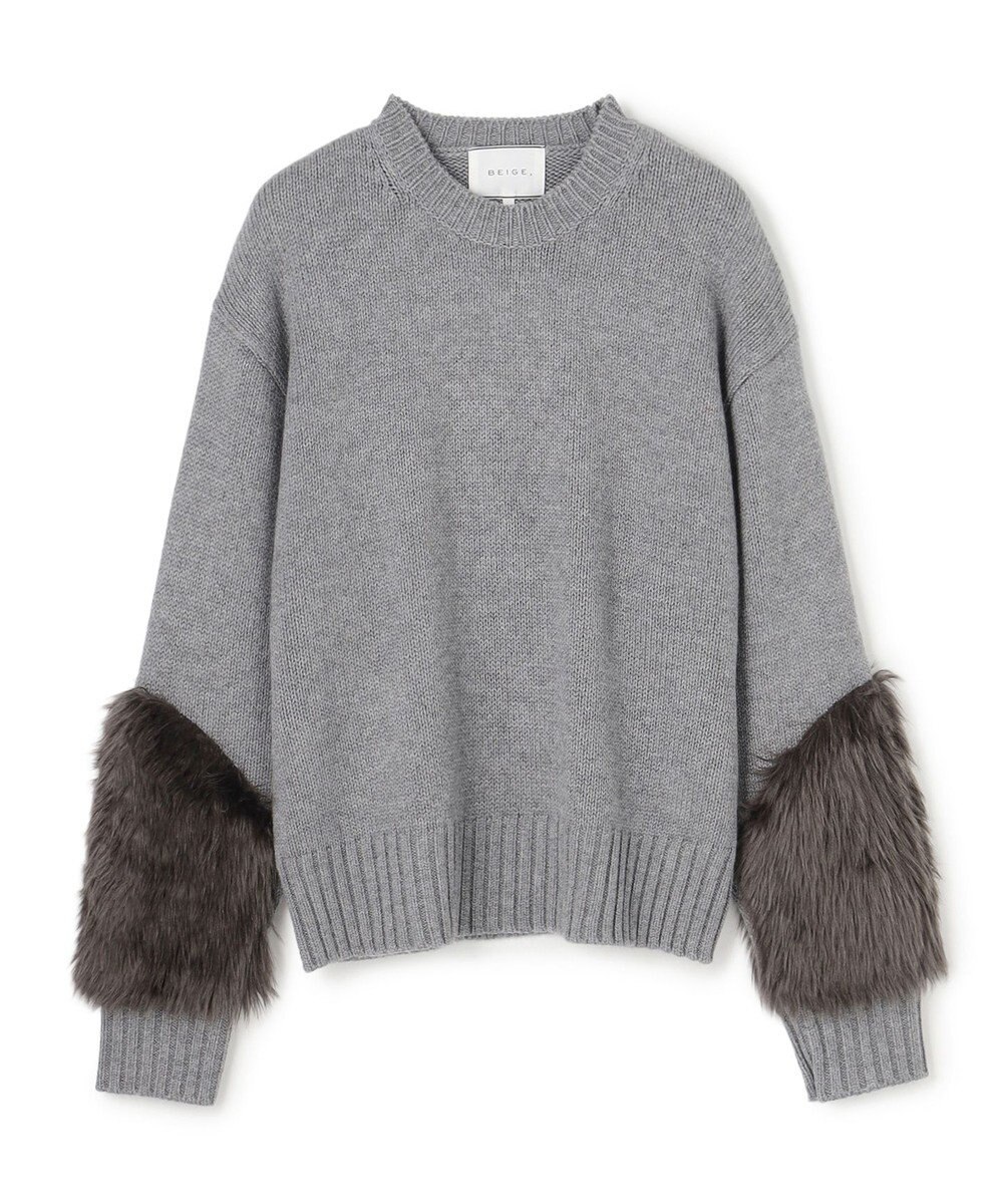 BEIGE， 【洗える・VERY NaVY12月号掲載】CHESTER / フェイクファークルーネックニット 