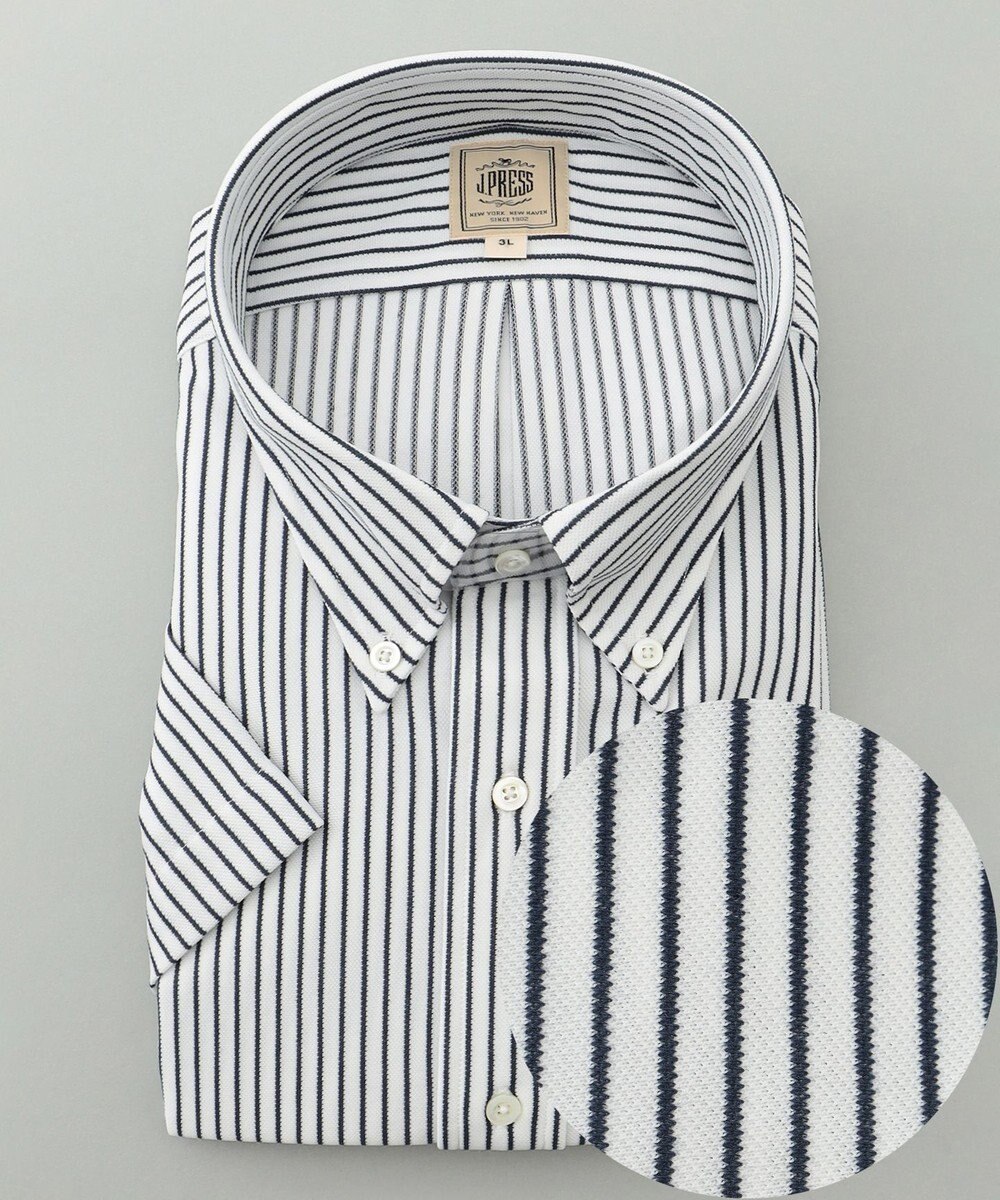 J.PRESS MEN 【KING SIZE】【夏に嬉しい高機能】カノコインレイストライプパッチポケット シャツ/B.D. 