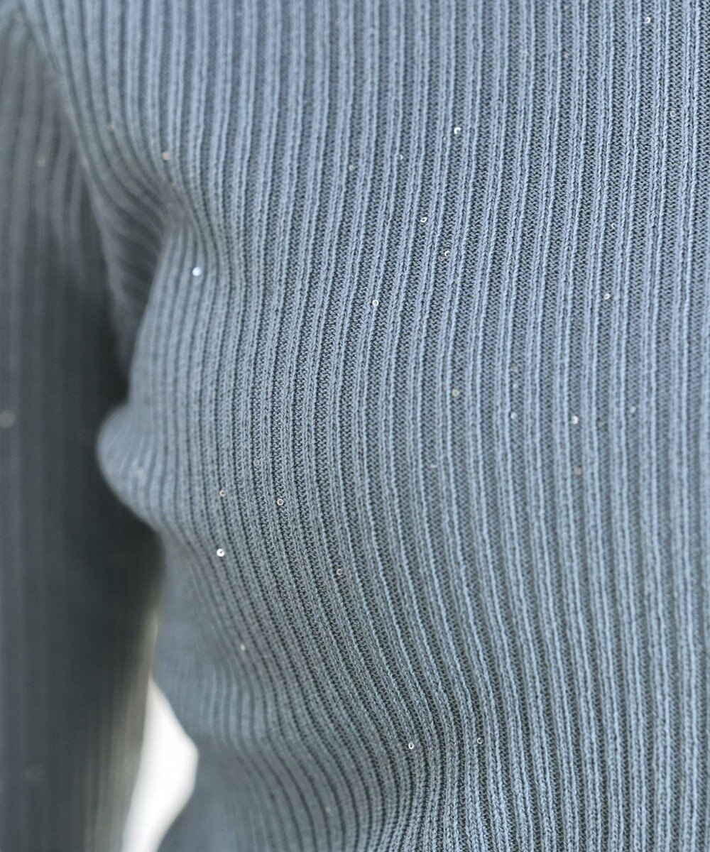 Tiaclasse 【洗える】スパンコールハイネックリブニットトップス 