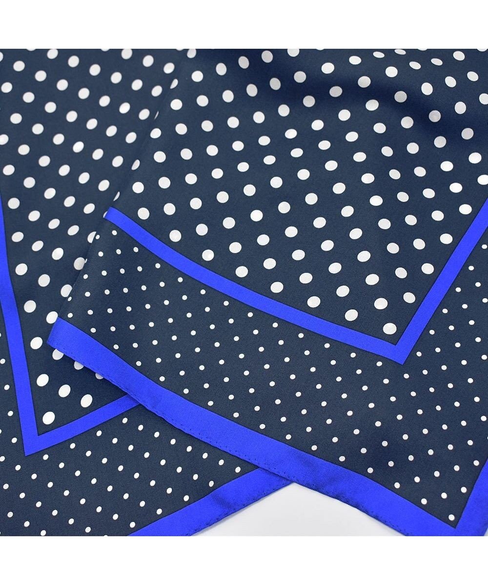 Marca 【Marcaオリジナル】ラインボーダードット 小判 シルクツイル スカーフ 