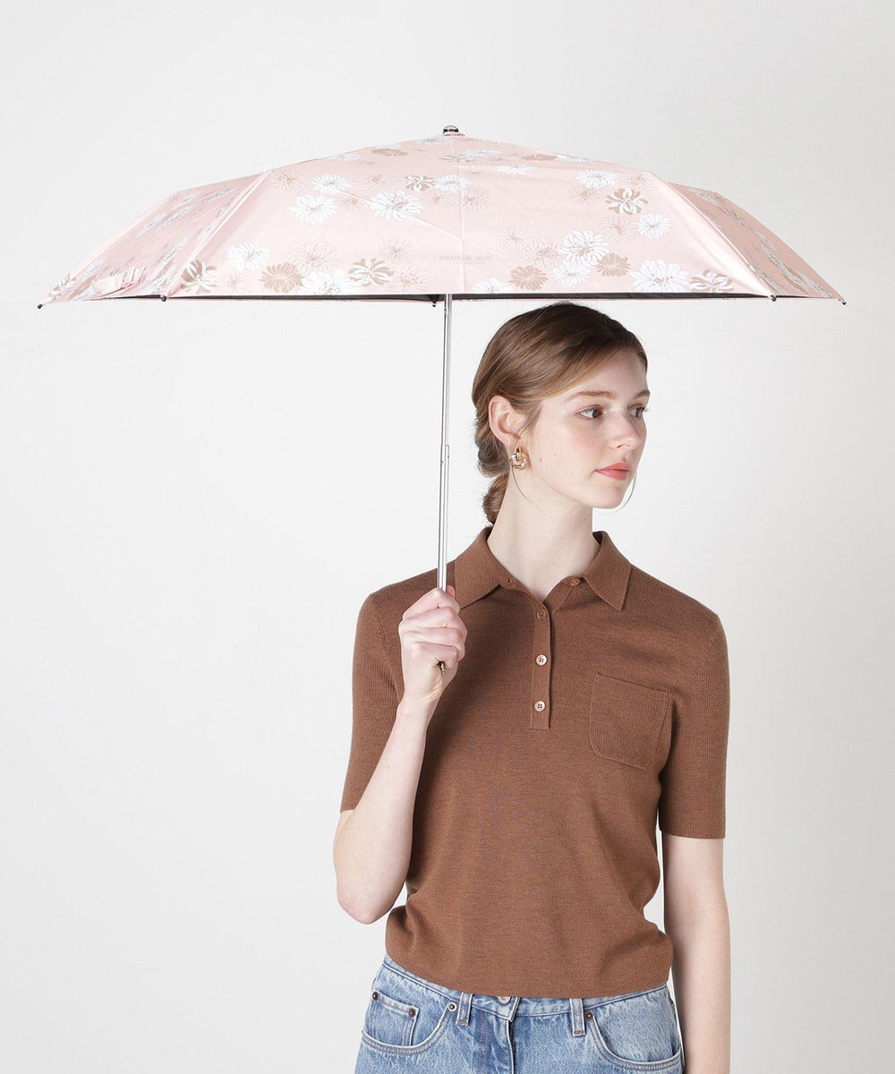 MOONBAT 【一級遮光/軽量】PAUL & JOE 晴雨兼用 日傘 折りたたみ傘 総柄クリザンテーム 遮熱 UV 