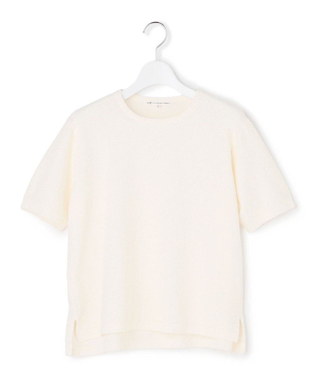 23区 コットンナイロンミニブークレ ニットT 