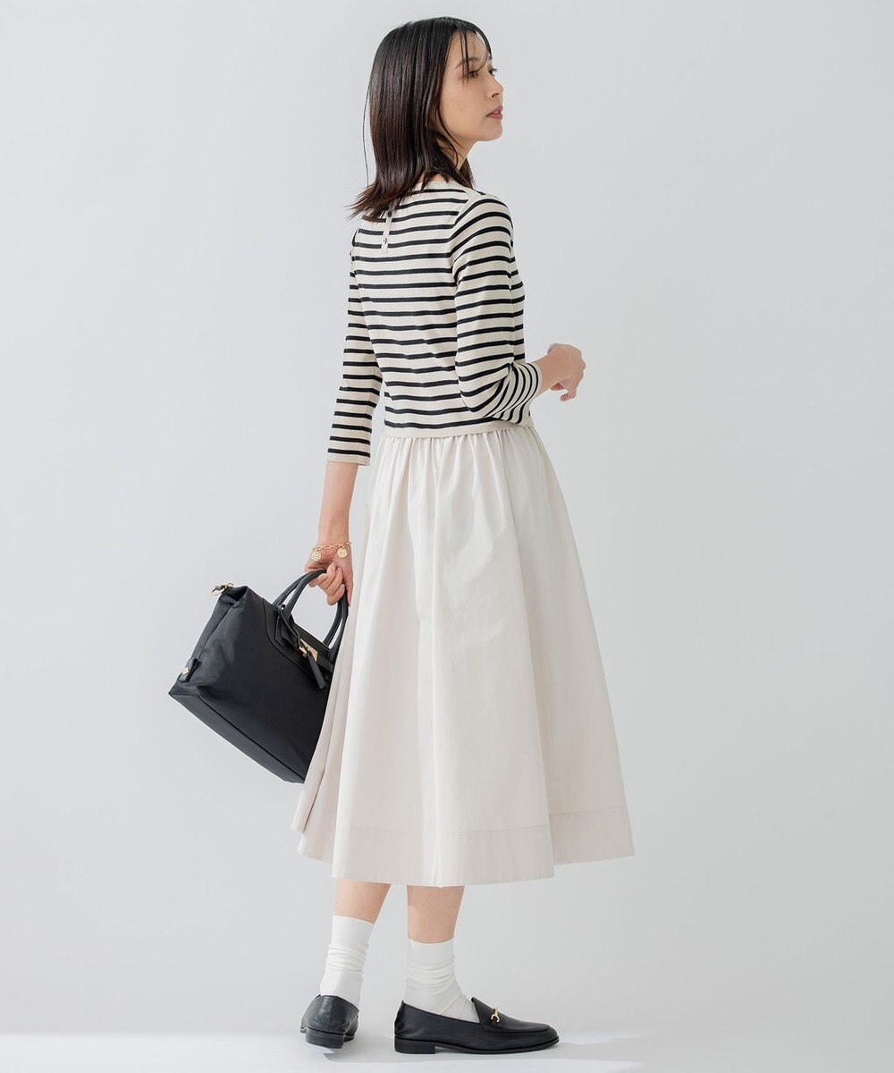 23区 【洗える】ハイカウントライトタフタ ドッキング ワンピース 