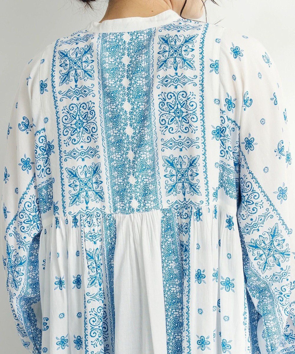 CRAFT STANDARD BOUTIQUE インド綿パネル柄ウエスト切り替えボリュームワンピース 