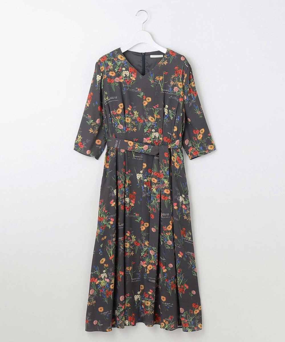 自由区 【洗える】フラワーガーデンプリント ワンピース 